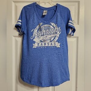 Blue Jayhawks Kansas Women's Short Sleeve Tee